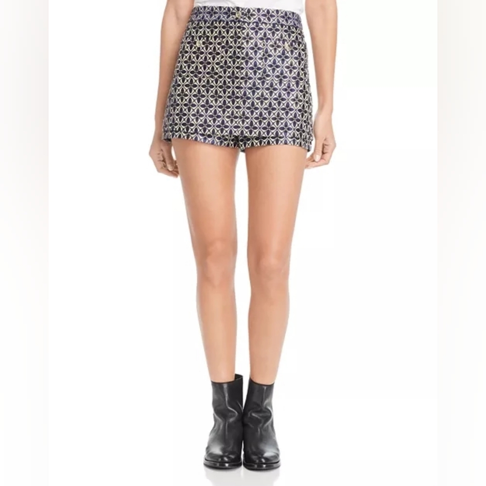 Maje Imperial Jacquard Blue Gold Skort Size 38 US M
